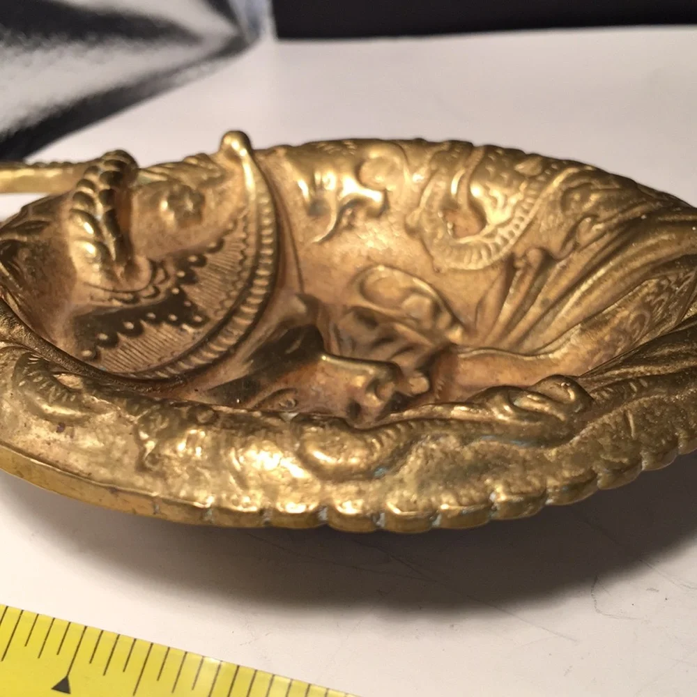 Rare! Antique Chinoiserie gilded bronze trinket holder or scoop
